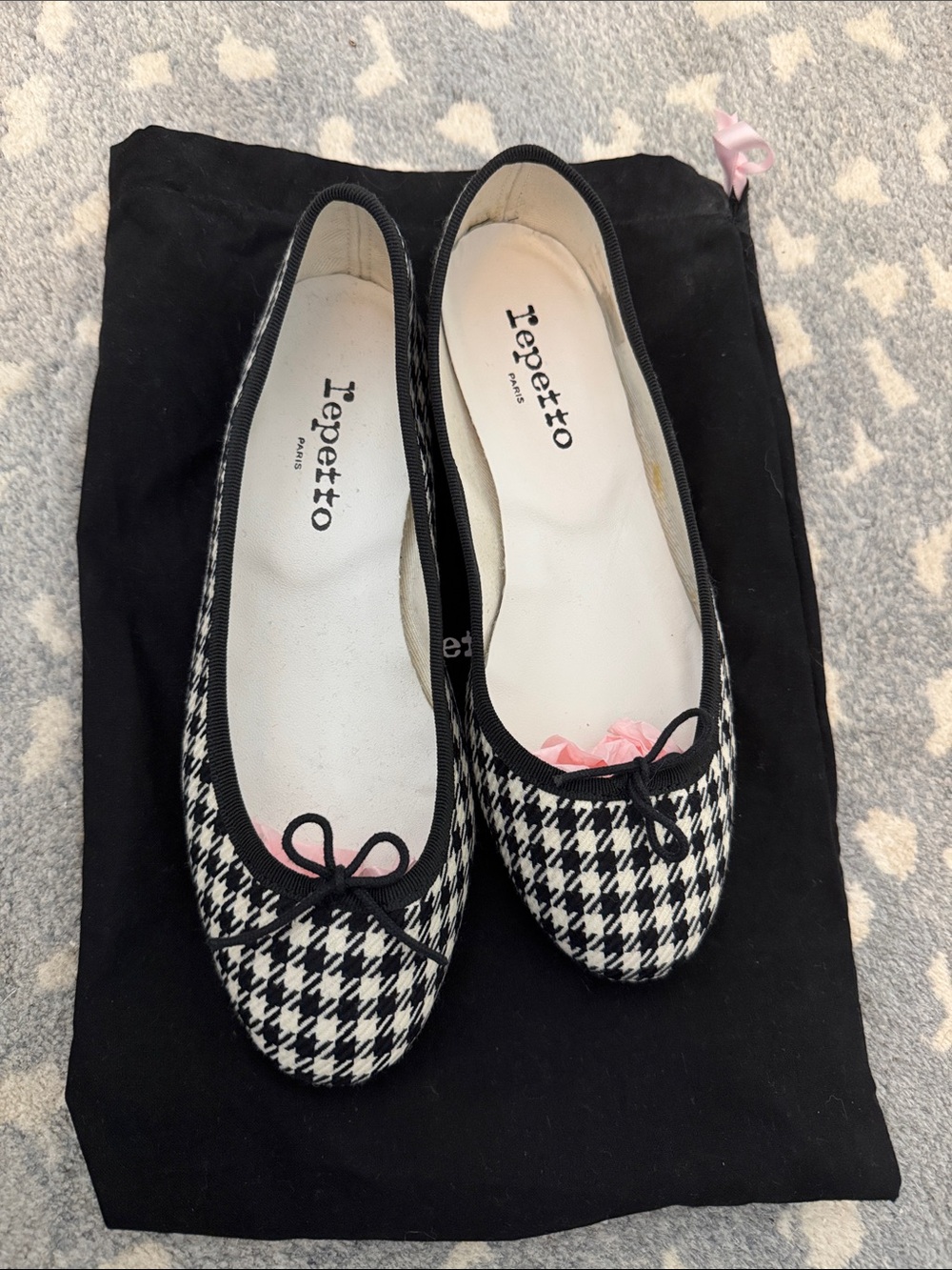 New Repetto Black & White Houndstooth Ballet Flats,39